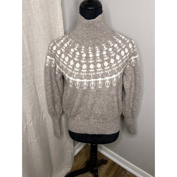 Free Assembly Sweaters - Free Assembly Taupe Fair Isle Turtleneck Sweater XS
